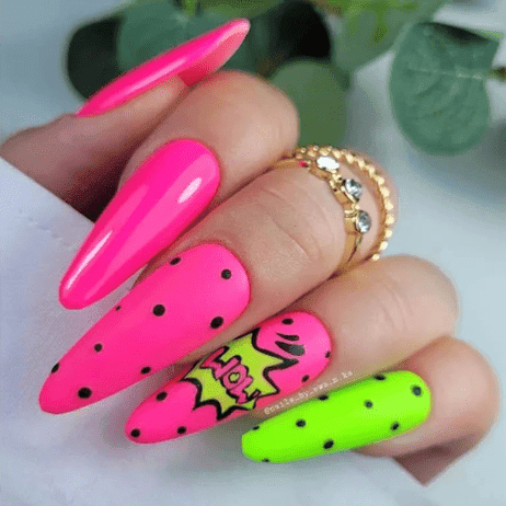 esmalte rosa neon yoshi raito 912 uñas brillantes estilo neón