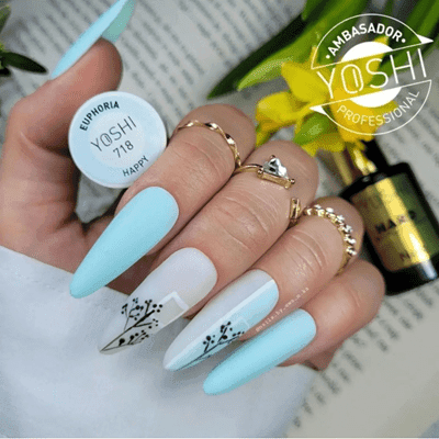 esmalte azul pastel Yoshi Euphoria 718 esmalte HAPPY Yoshi manicura azul pastel Yoshi